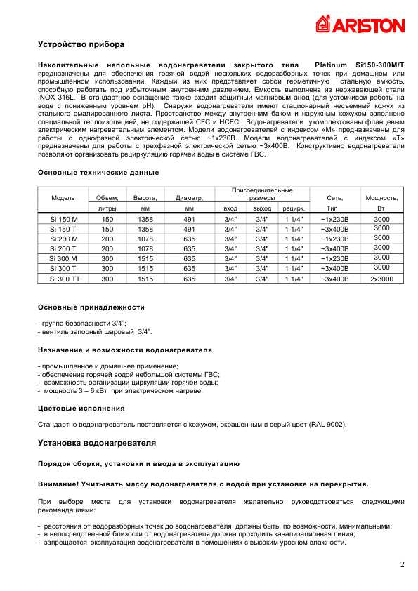 Инструкция Ariston SI-300 M/T