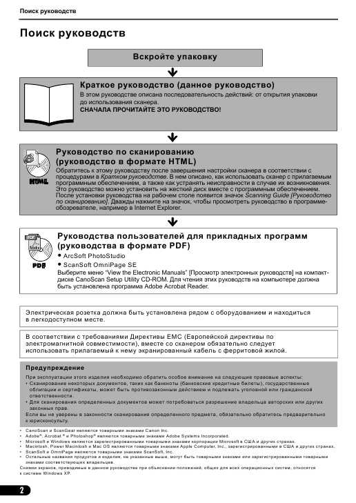 Инструкция Canon CanoScan 5200F