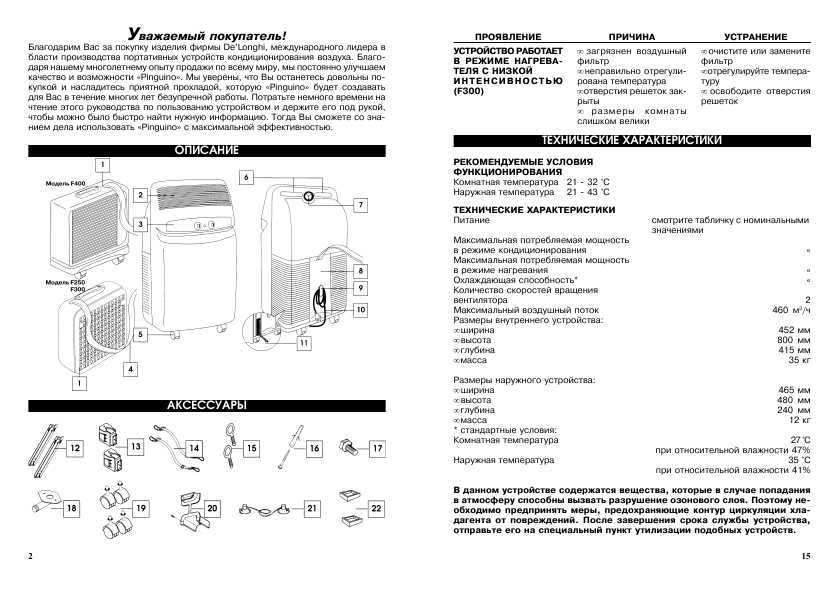 Инструкция Delonghi PAC-300