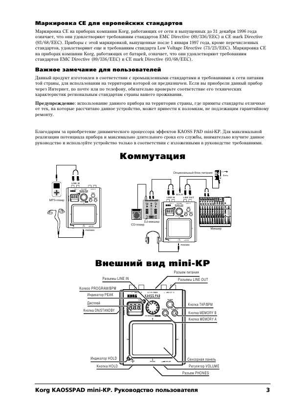 Инструкция Korg KaossPad Mini-KP