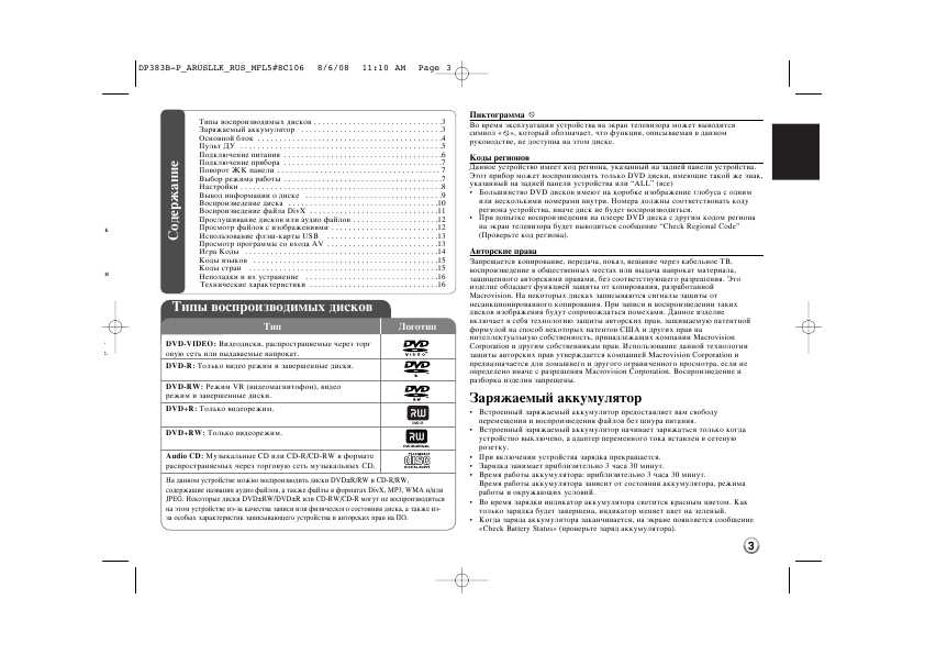 Инструкция LG DP-383B