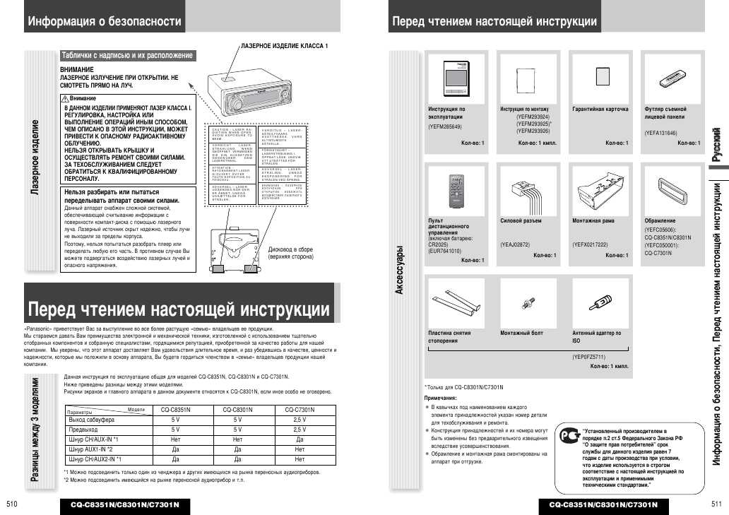 Инструкция Panasonic CQ-C7301N