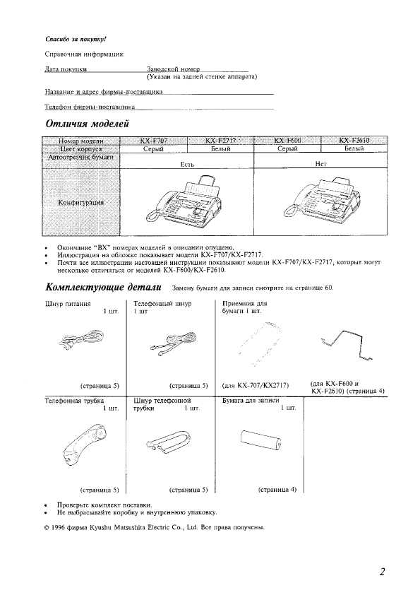 Инструкция Panasonic KX-F2610