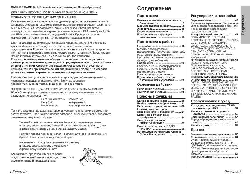 Инструкция Panasonic PT-AE900E
