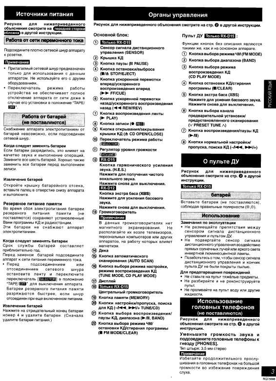 Инструкция Panasonic RX-D15