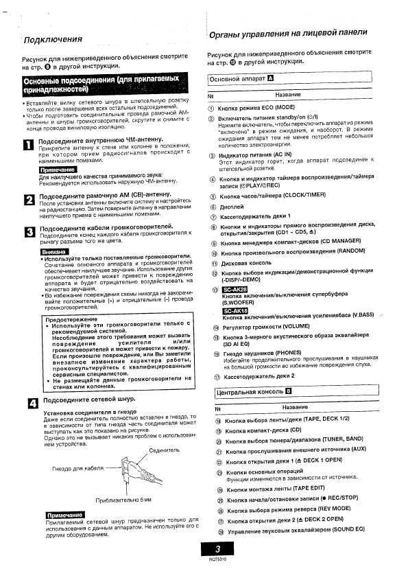 Инструкция Panasonic SC-AK18