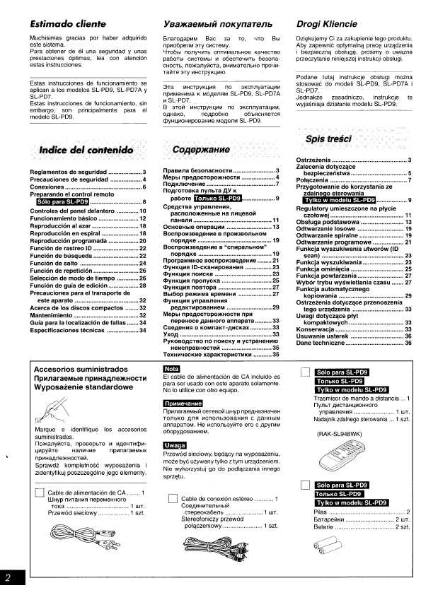 Инструкция Panasonic SL-PD9