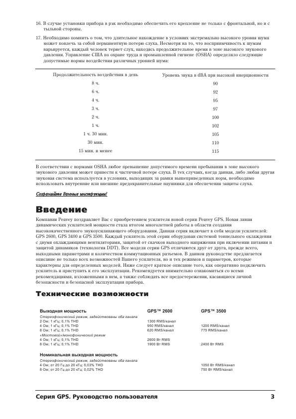 Инструкция Peavey GPS-3400