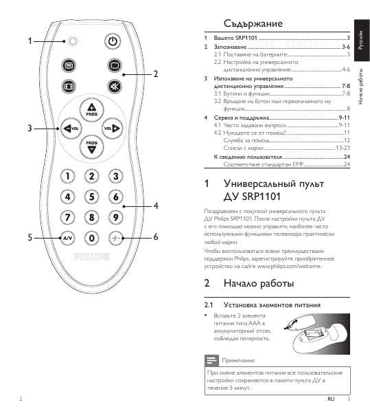 Инструкция Philips SRP-1101