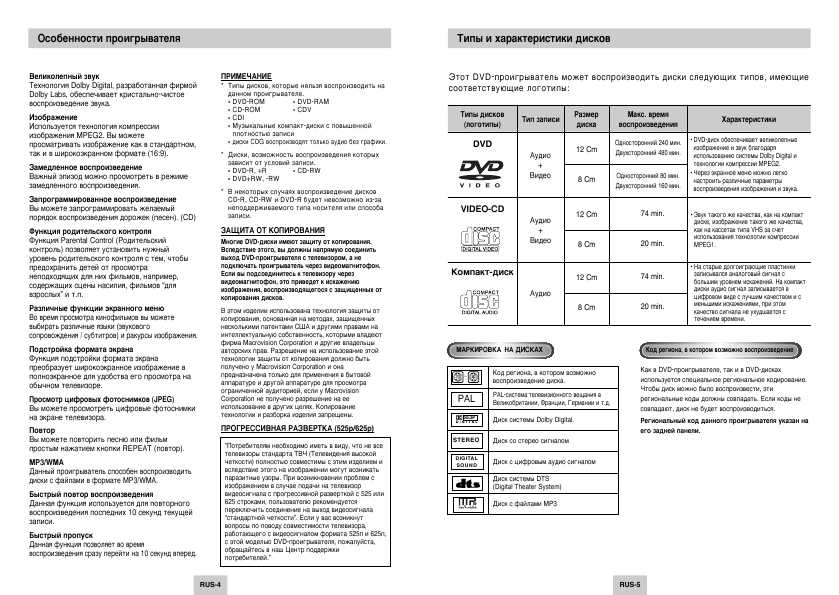 Инструкция Samsung DVD-P142