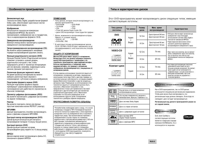 Инструкция Samsung DVD-P249M