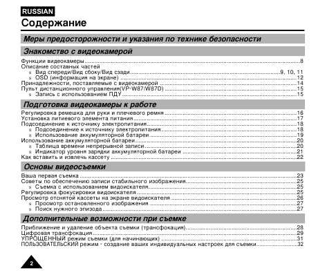 Инструкция Samsung VP-W87