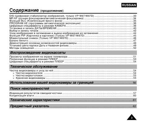 Инструкция Samsung VP-W87