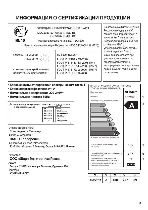 Инструкция Sharp SJ-WM371T