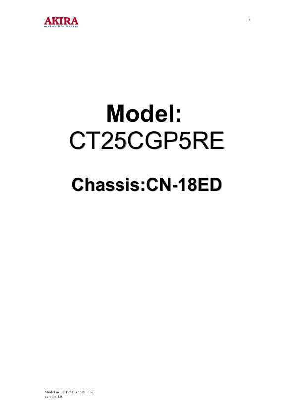 Сервисная инструкция Akira CT-25CGP5RE, CN-18ED