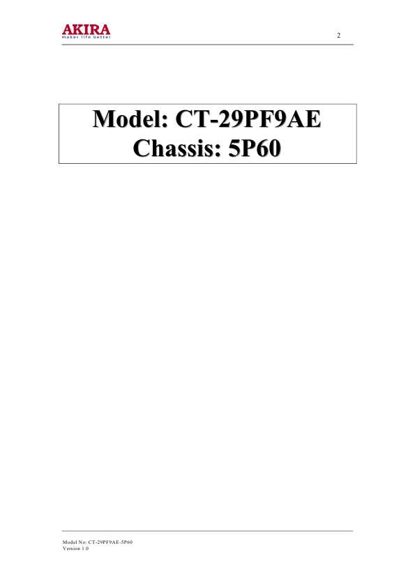 Сервисная инструкция Akira CT-29PF9AE, 5P60