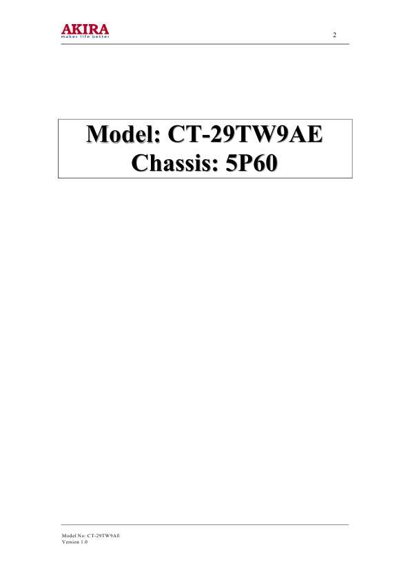 Сервисная инструкция Akira CT-29TW9AE, 5P60