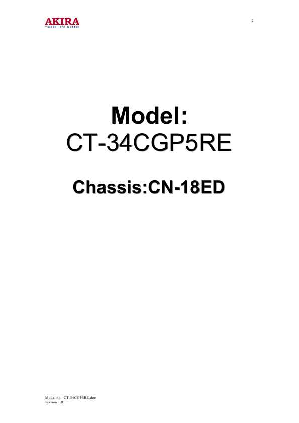 Сервисная инструкция Akira CT-34CGP5RE, CN-18ED