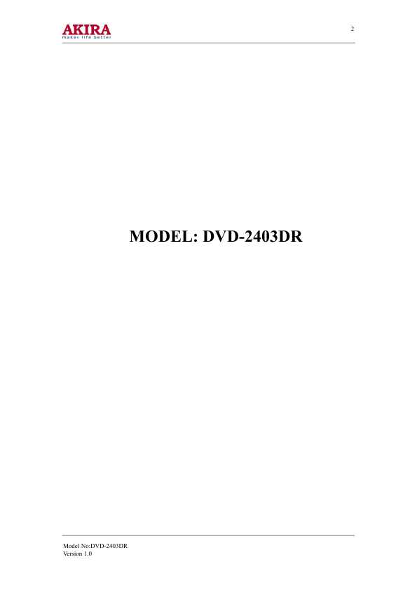 Сервисная инструкция Akira DVD-2403DR