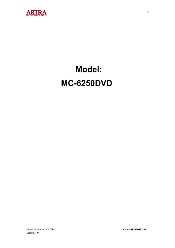 Сервисная инструкция Akira MC-6250DVD