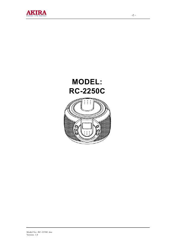 Сервисная инструкция Akira RC-2250C
