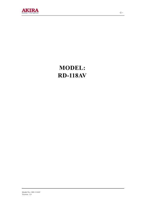 Сервисная инструкция Akira RD-118AV