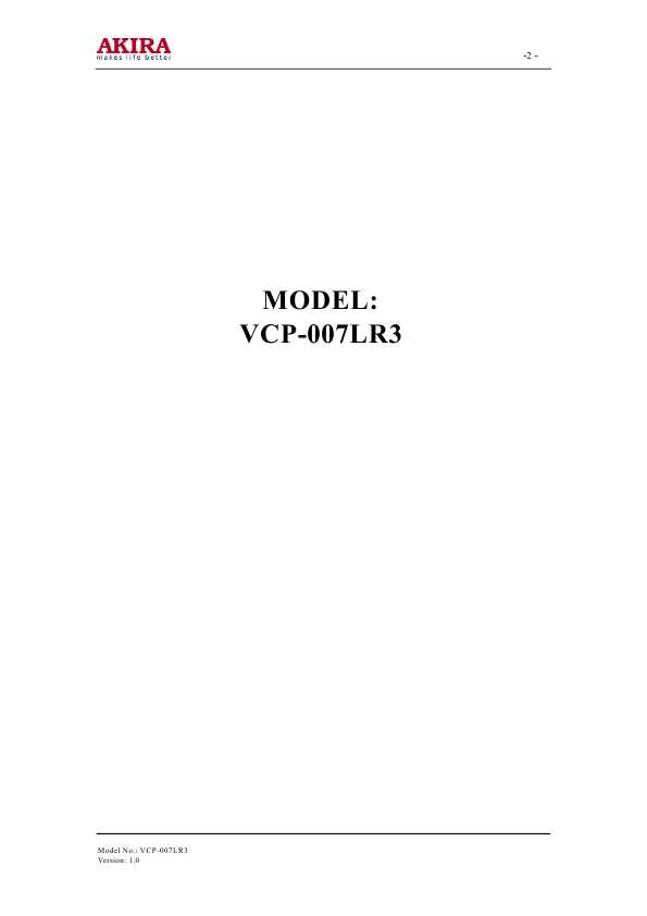 Сервисная инструкция Akira VCP-007LR3