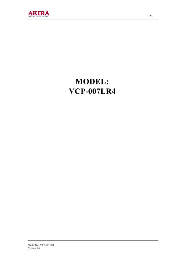 Сервисная инструкция Akira VCP-007LR4