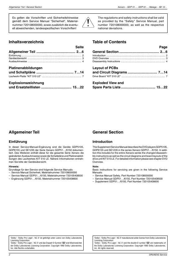 Сервисная инструкция Grundig GDP-5100, GDP-5102, GDP-5105, GDP-5120, GDP-6150, GDP-6155, SE-1230, SE-1235