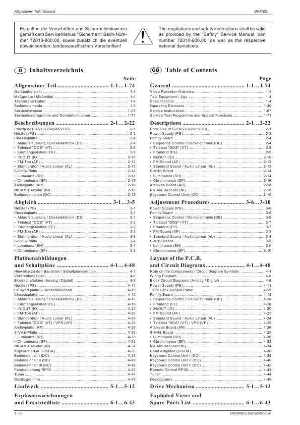 Сервисная инструкция Grundig GV-470S-VPT, GV-470S-NIC