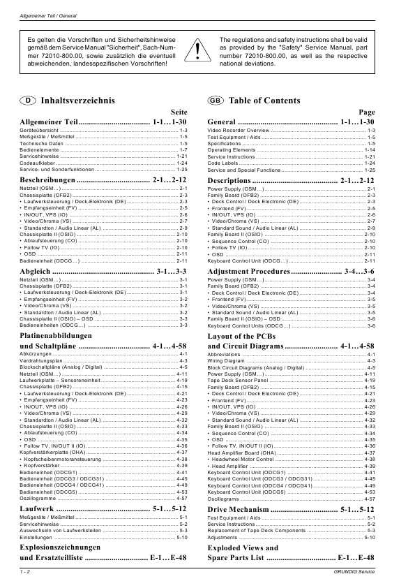 Сервисная инструкция Grundig GV-500, GV-510, GV-530, GV-5050, GV-5395, SE-5102, 5104