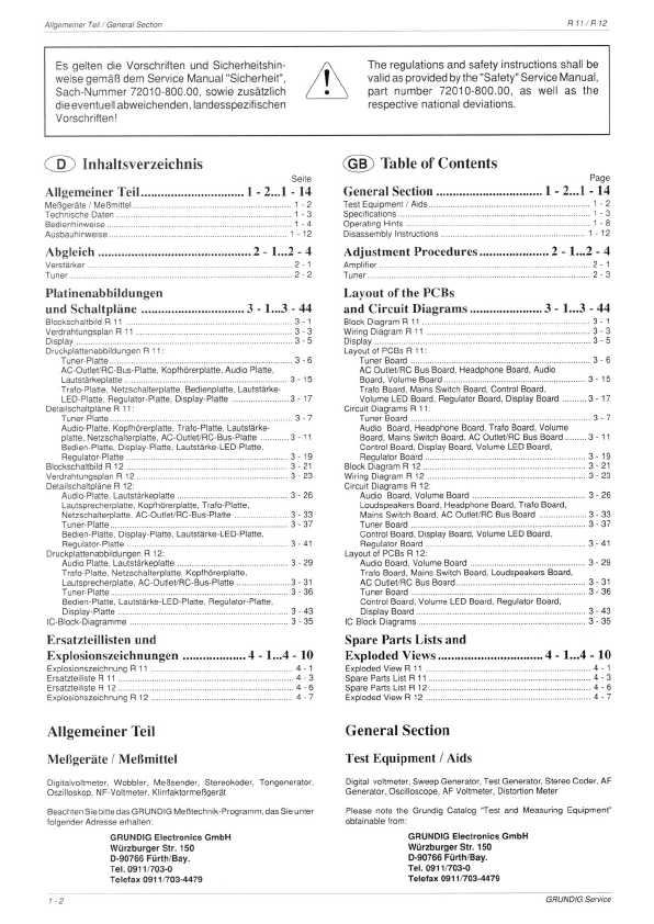 Сервисная инструкция GRUNDIG R11, R12