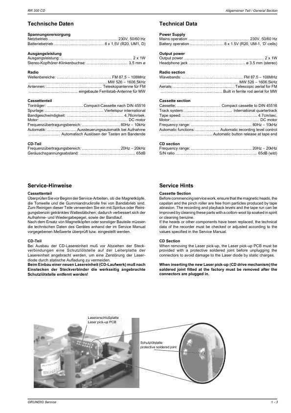 Сервисная инструкция Grundig RR-300CD
