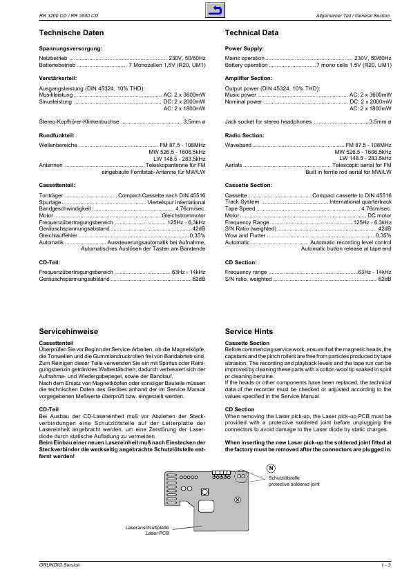 Сервисная инструкция Grundig RR-3200CD, RR-3500CD