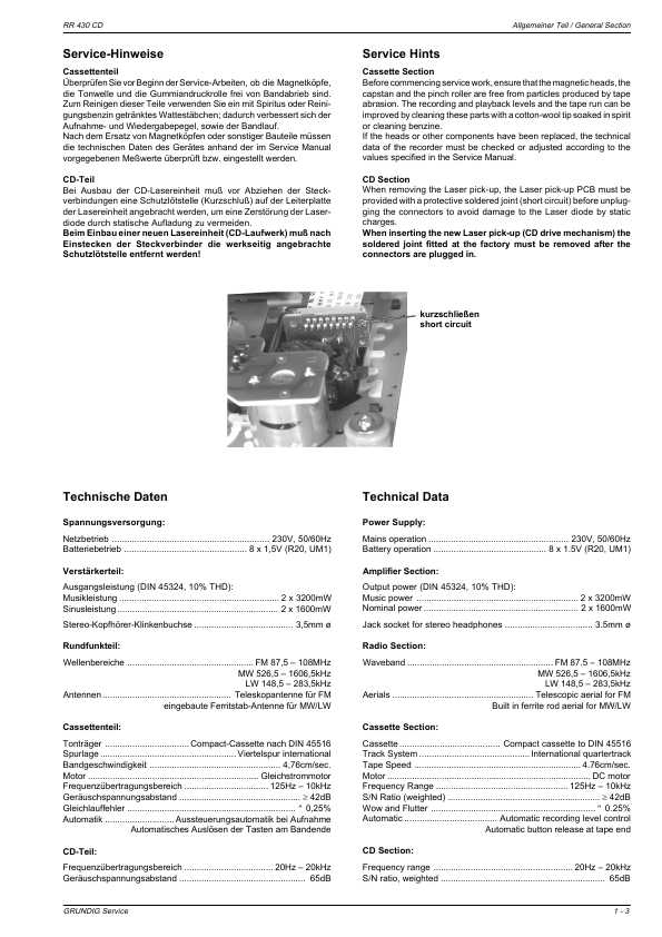 Сервисная инструкция Grundig RR-430CD