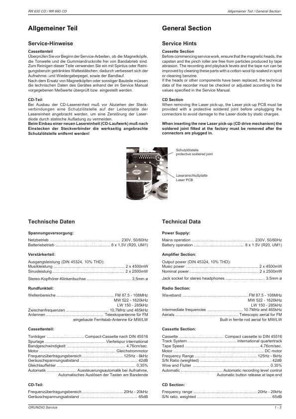 Сервисная инструкция Grundig RR-630CD, RR-660CD