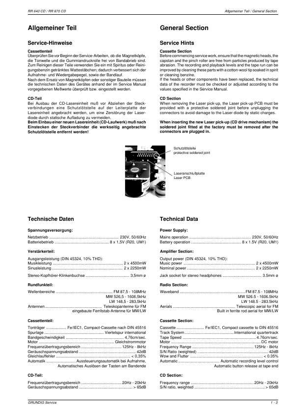 Сервисная инструкция Grundig RR-640CD, RR-670CD