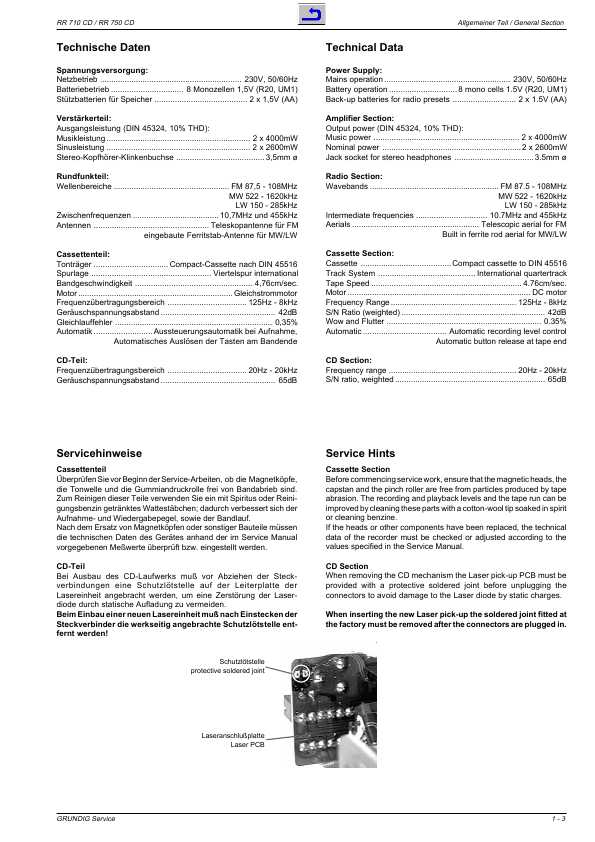 Сервисная инструкция Grundig RR-710CD, RR-750CD