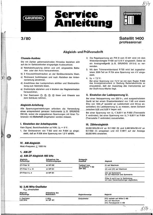 Сервисная инструкция GRUNDIG SATELLIT-1400