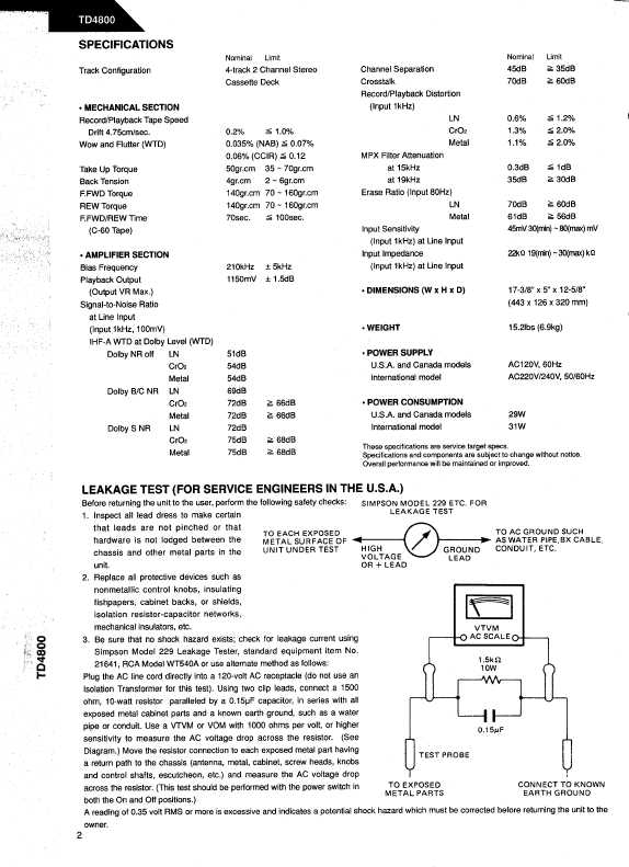 Сервисная инструкция Harman-Kardon TD-4800