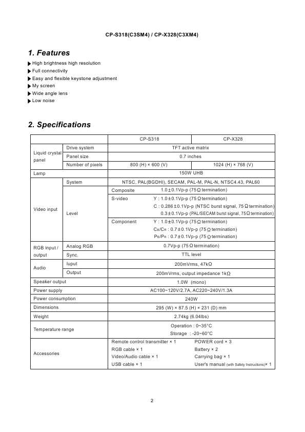 Сервисная инструкция Hitachi CP-S318, CP-X328