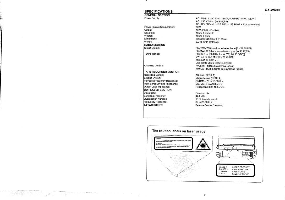 Сервисная инструкция Hitachi CX-W400
