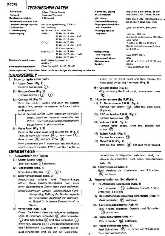 Сервисная инструкция HITACHI D-707ZS-II