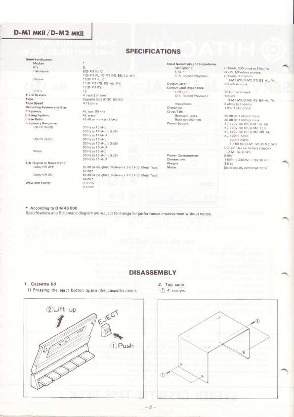 Сервисная инструкция HITACHI D-M1MKII, D-M2MKII