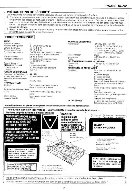 Сервисная инструкция Hitachi DA-005