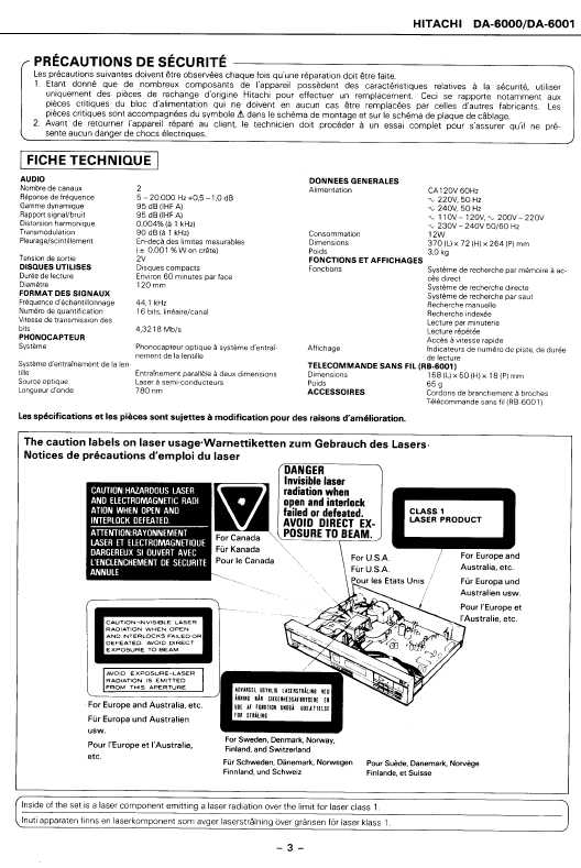 Сервисная инструкция Hitachi DA-6000, DA-6001