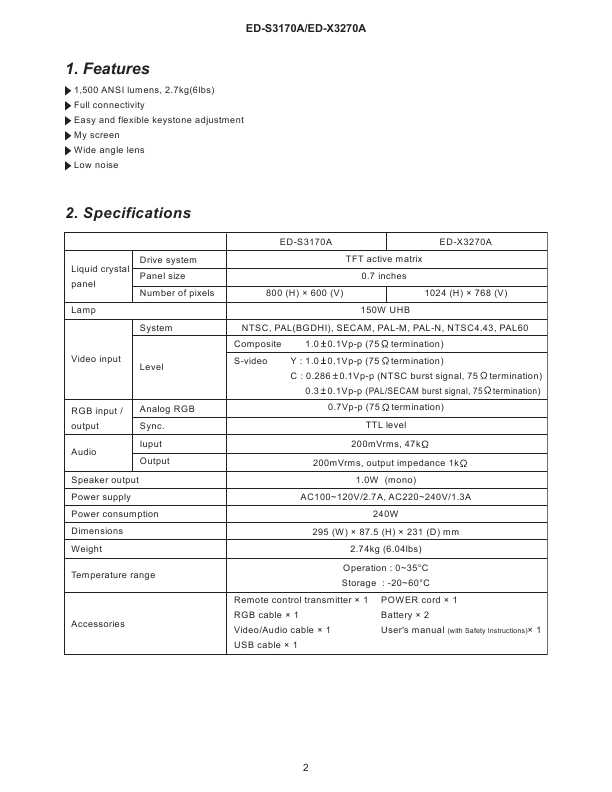 Сервисная инструкция Hitachi ED-S3170A, ED-X3270A