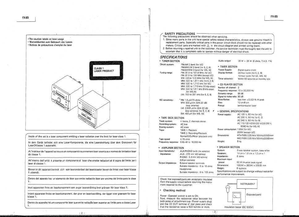 Сервисная инструкция Hitachi FX-85