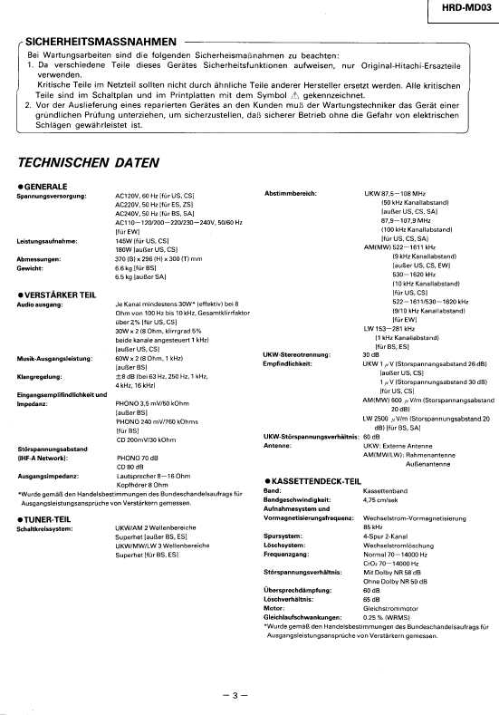Сервисная инструкция HITACHI HRD-MD03