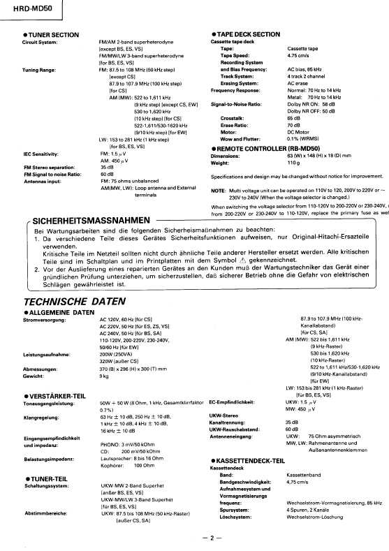 Сервисная инструкция Hitachi HRD-MD50